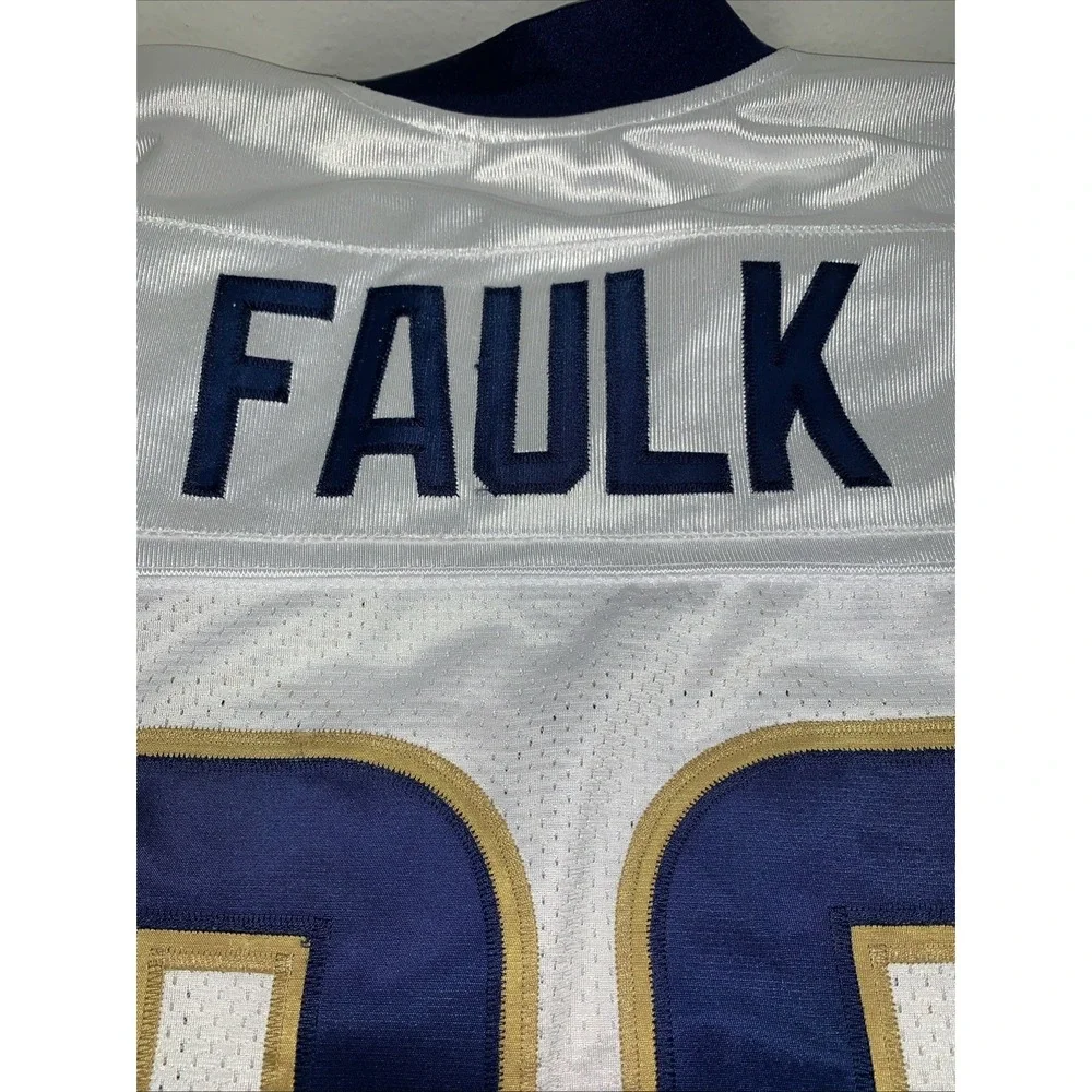 Reebok Marshall Faulk #28 St Louis Rams NFL Jersey White 52 Men's Authentic - Picture 9 of 11